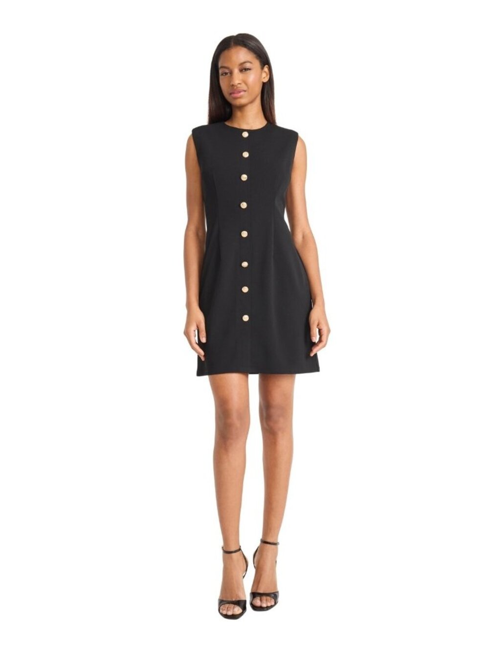 Donna Morgan Women's Round neck Scuba Sleeveless A-Line Dress Black Size 16 $118